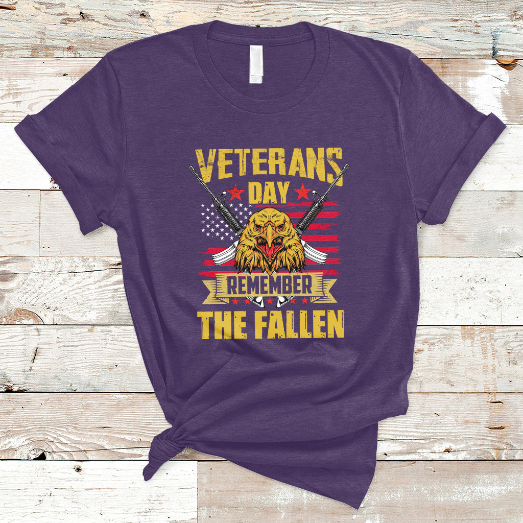 Remember The Fallen Veterans Day US Flag Eagle Honor Heroes T-Shirt - Wonder Print Shop