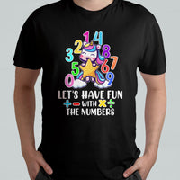 Let's Have Fun With The Numbers Happy Math Day Number Day Cute Unicorn Custome School Kids T Shirt - Wonder Print Shop