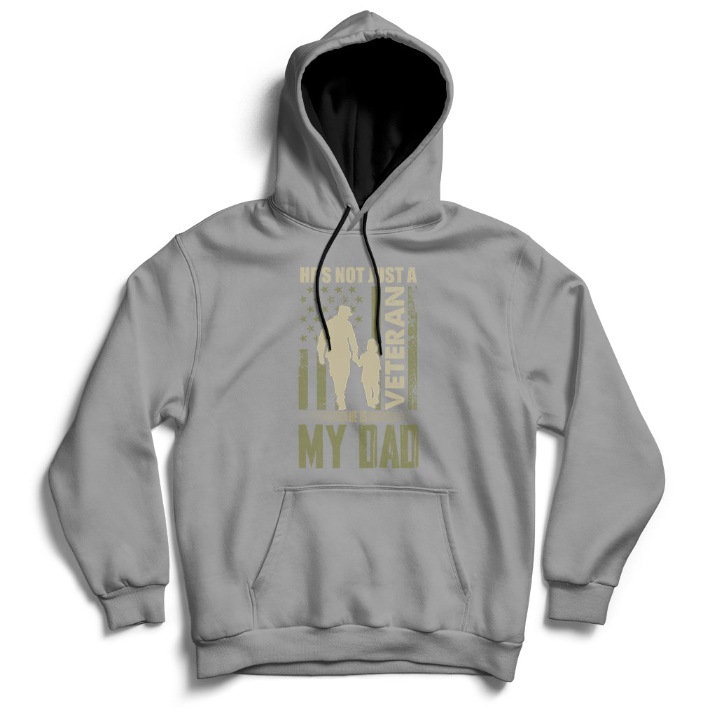 Veterans Day graphic pullover hoodie, light gray with front pocket and drawstring