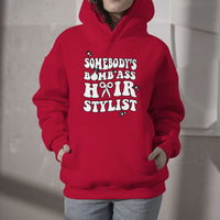 Somebody's Bomb Ass Hairstylist Groovy Funny Fine Ass Career Hoodie - Wonder Print Shop