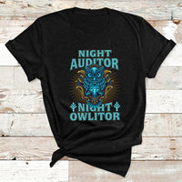 Night Audito Night Owlitor T Shirt - Wonder Print Shop