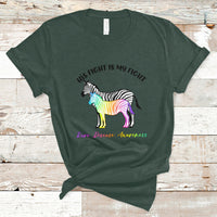 His Fight Is My Fight Rare Disease Awareness Support Rare Warrior Rainbow Zebra T Shirt - Wonder Print Shop