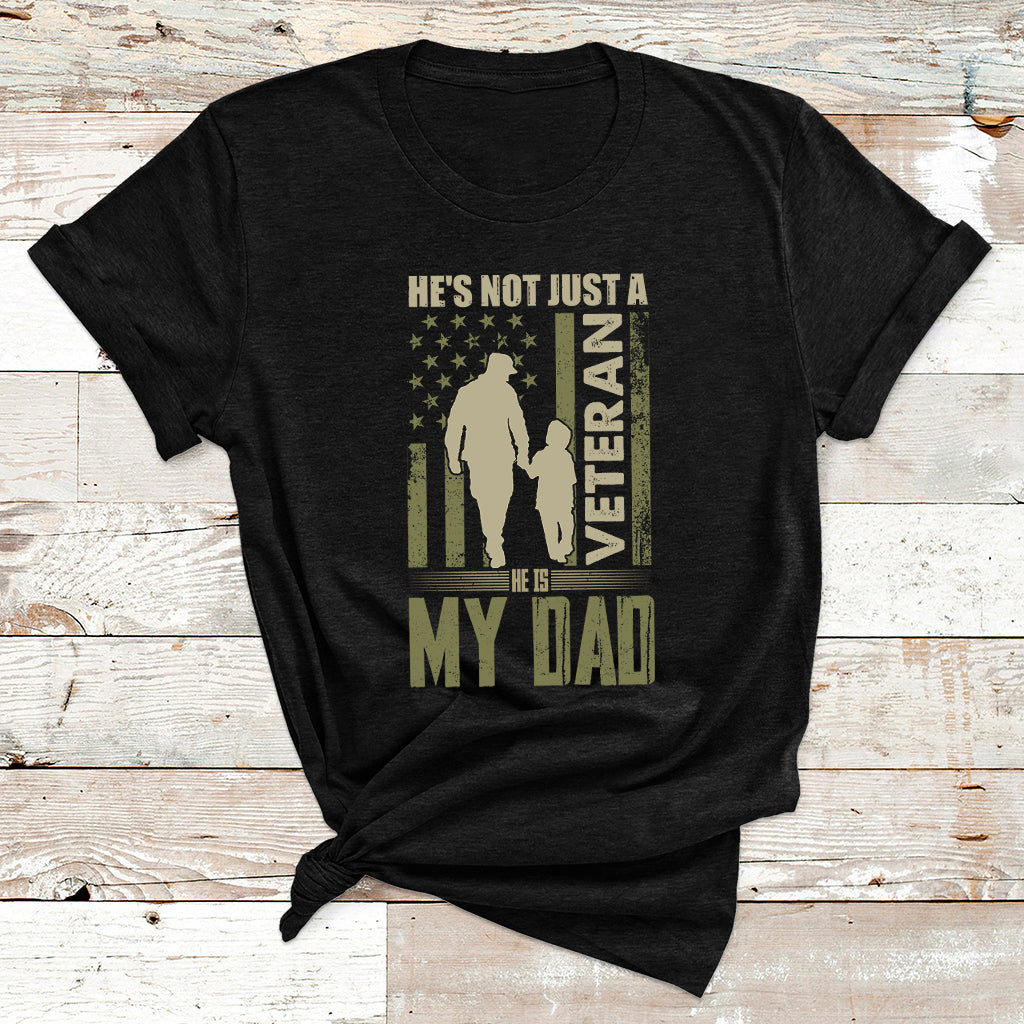 He Is My Veteran Dad American Flag Veterans Day T Shirt - Wonder Print Shop