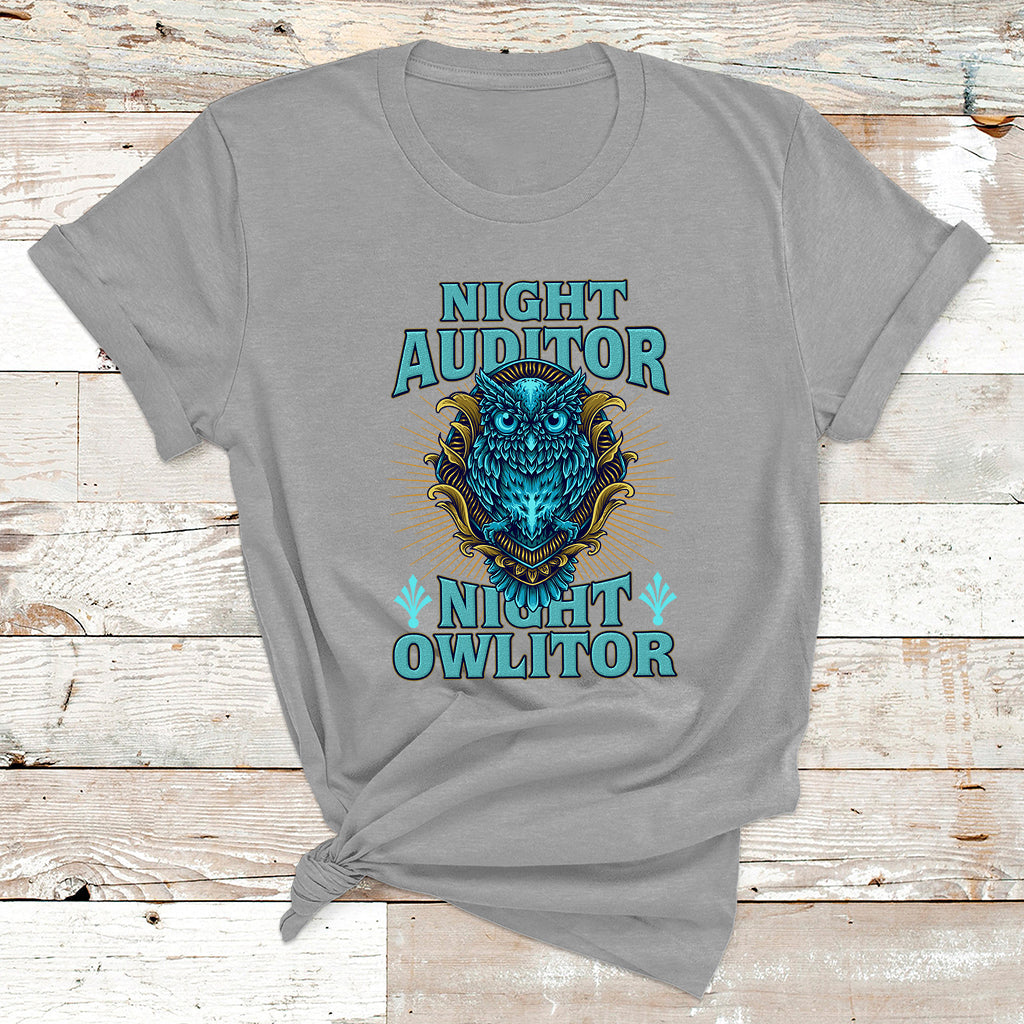 Night Audito Night Owlitor T Shirt - Wonder Print Shop