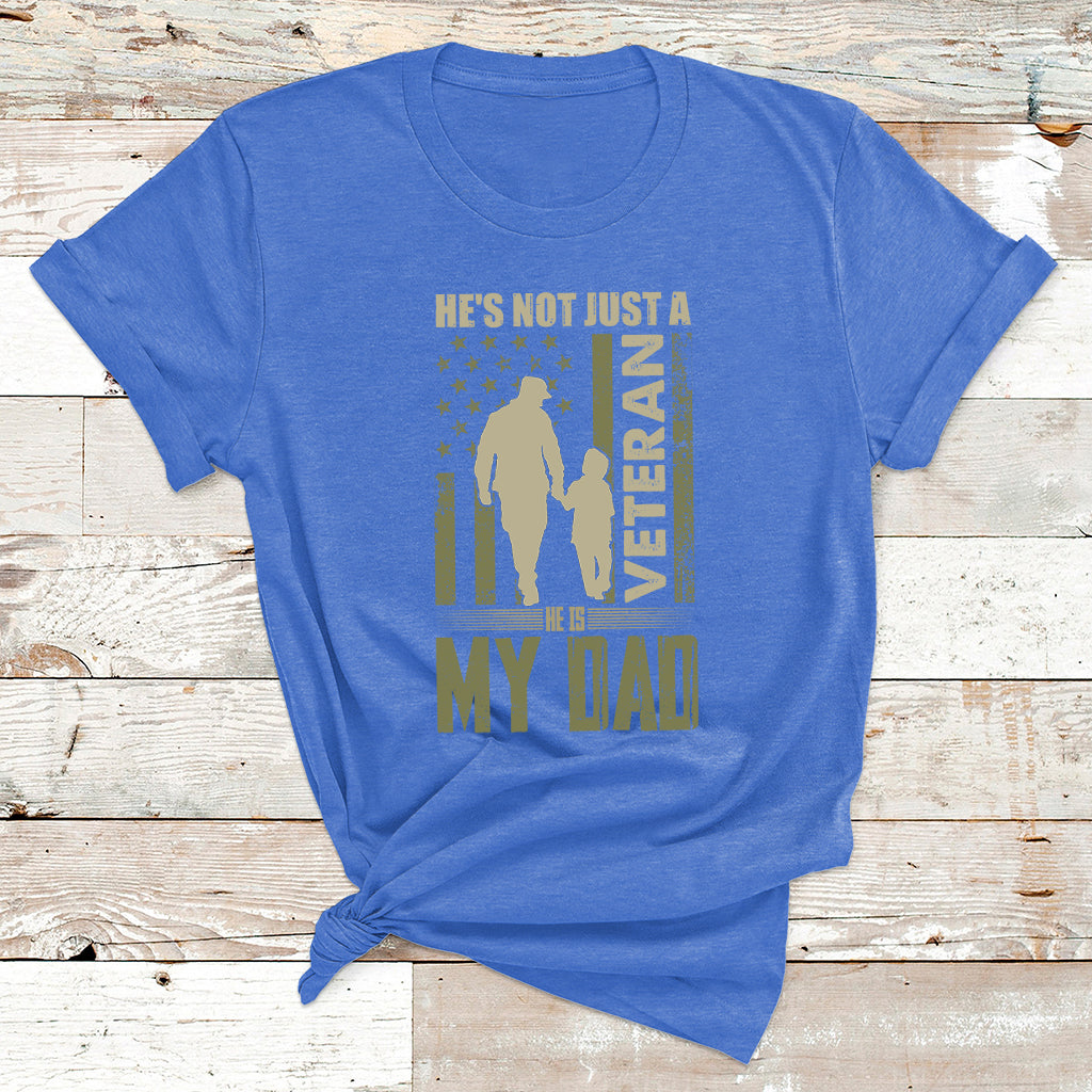 He Is My Veteran Dad American Flag Veterans Day T Shirt - Wonder Print Shop