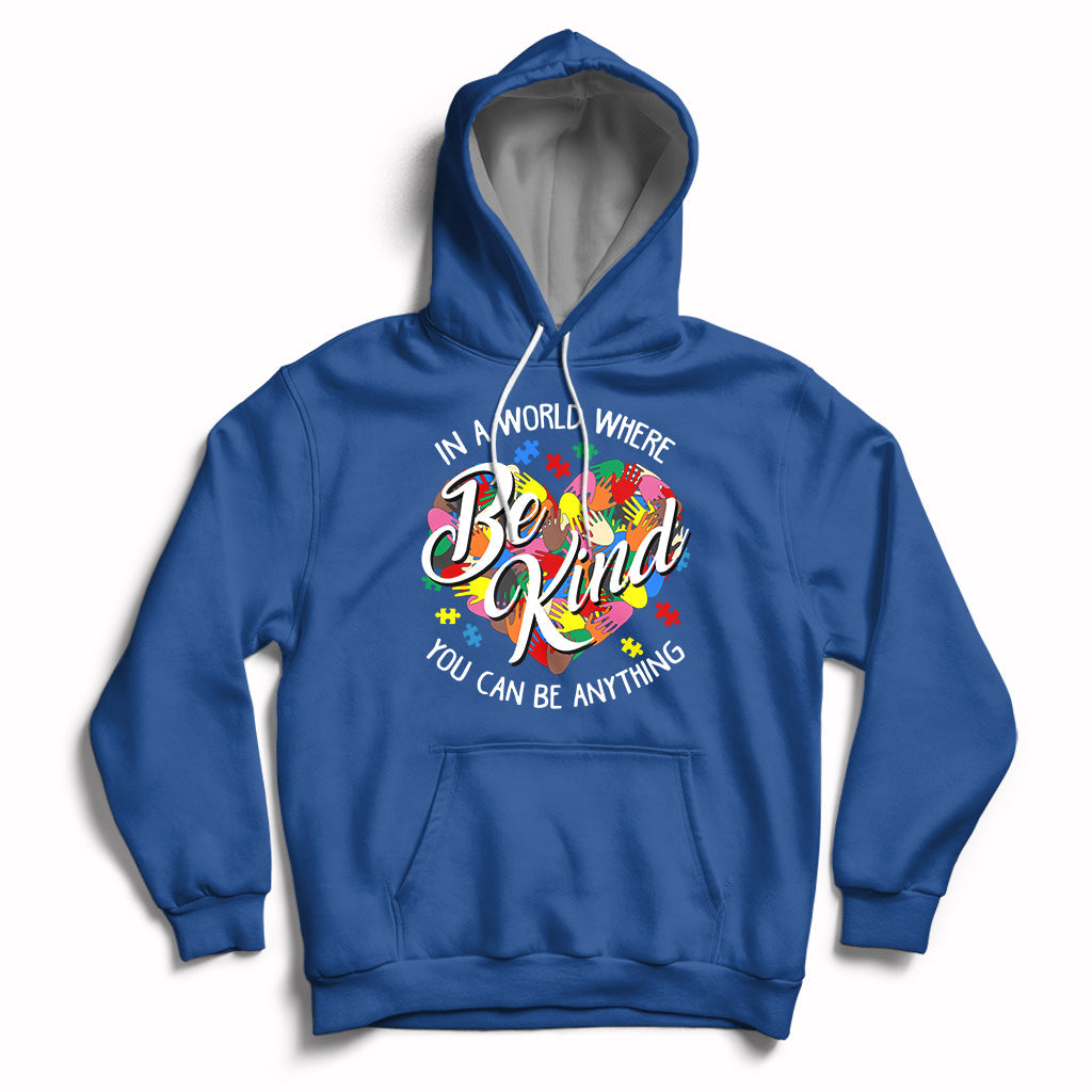 Autism Awareness Be Kind Heart Autistic Support Inclusion Hoodie - Wonder Print Shop