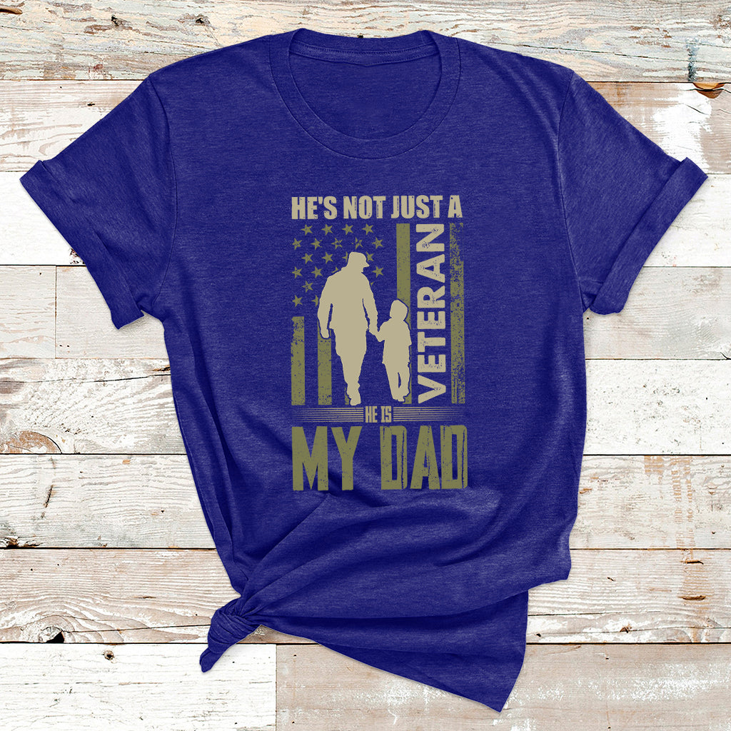He Is My Veteran Dad American Flag Veterans Day T Shirt - Wonder Print Shop