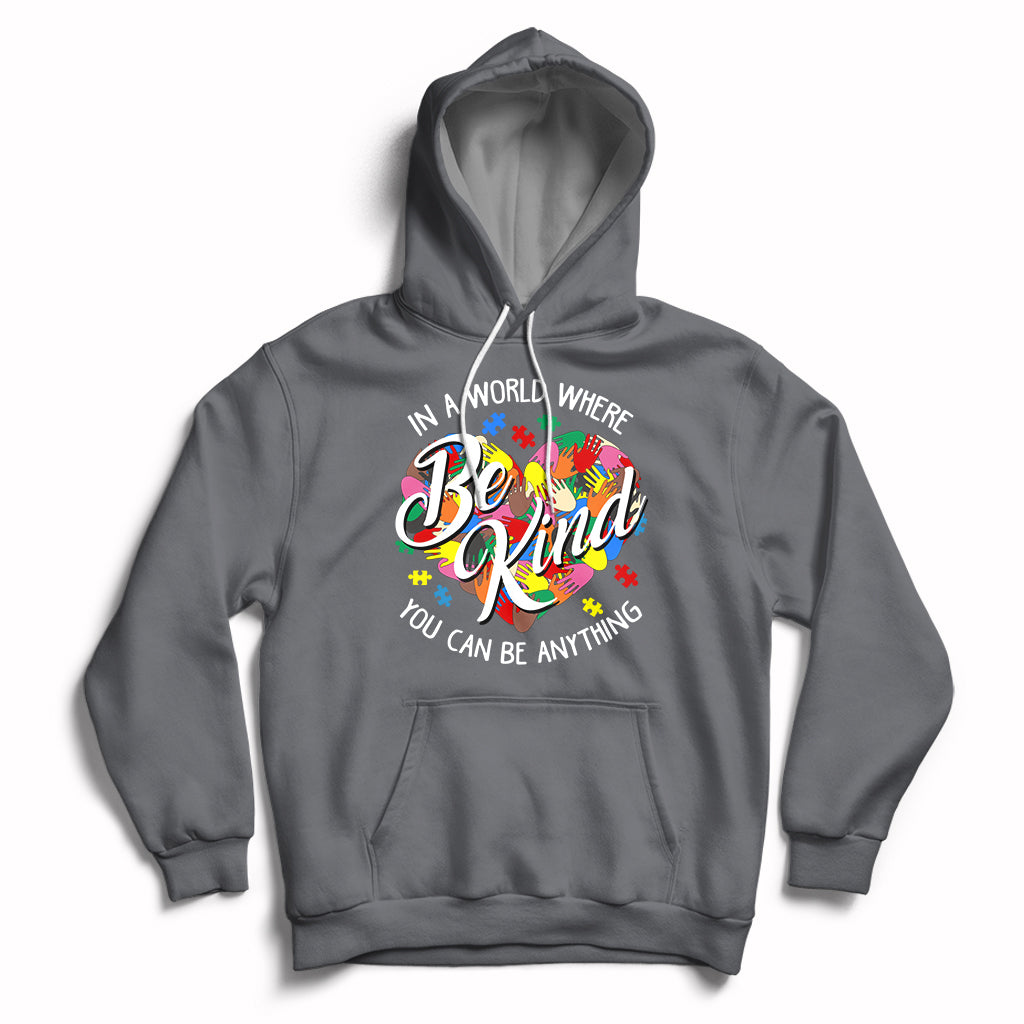 Autism Awareness Be Kind Heart Autistic Support Inclusion Hoodie - Wonder Print Shop
