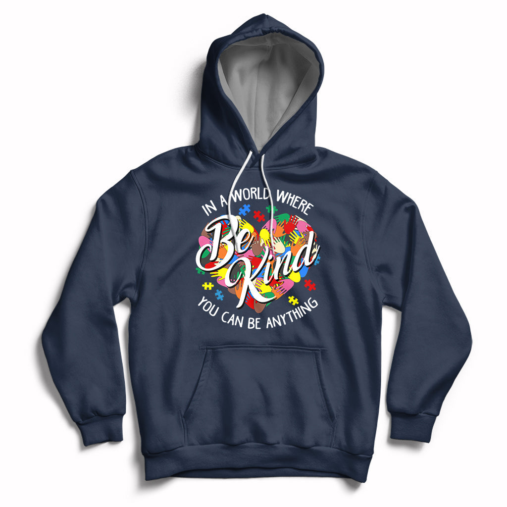Autism Awareness Be Kind Heart Autistic Support Inclusion Hoodie - Wonder Print Shop