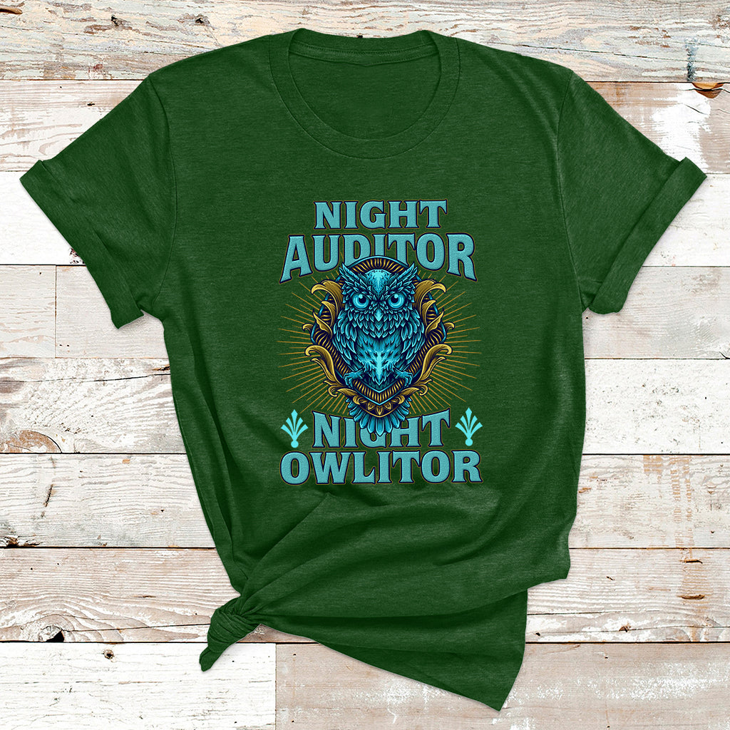 Night Audito Night Owlitor T Shirt - Wonder Print Shop
