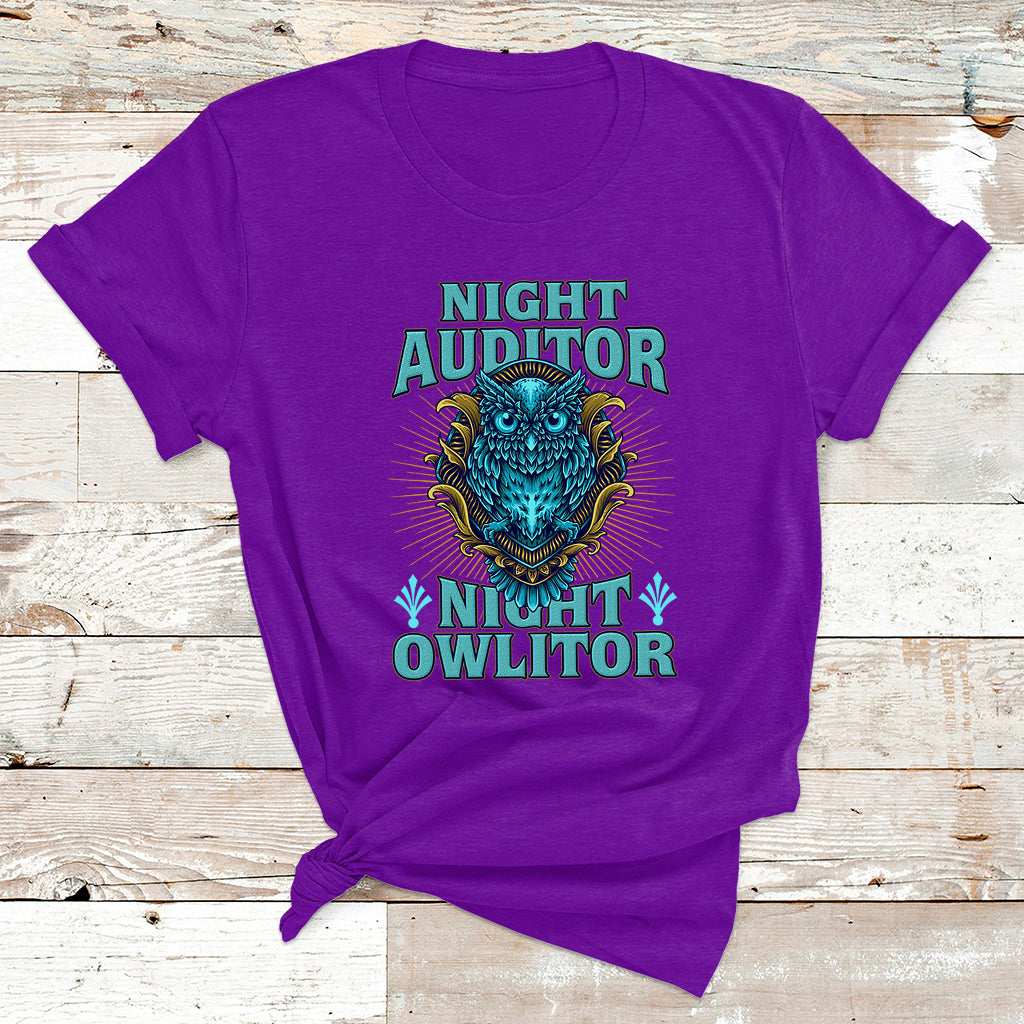 Night Audito Night Owlitor T Shirt - Wonder Print Shop