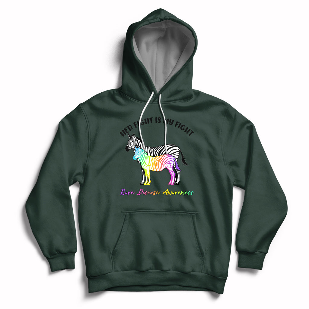 Her Fight Is My Fight Rare Disease Awareness Support Rare Warrior Rainbow Zebra Hoodie - Wonder Print Shop