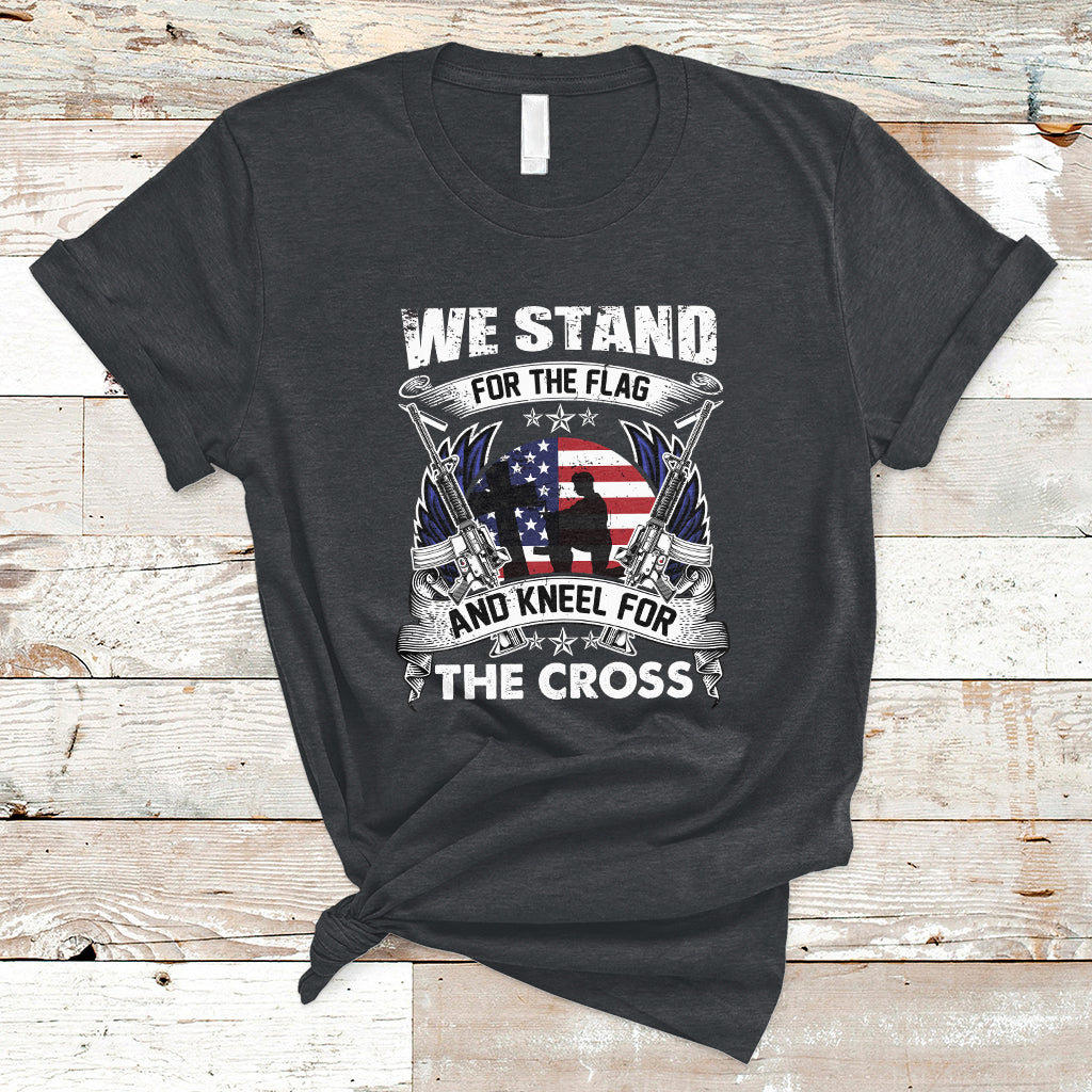 I Stand For The Flag And Kneel For The Cross Christian Faith T-Shirt - Wonder Print Shop