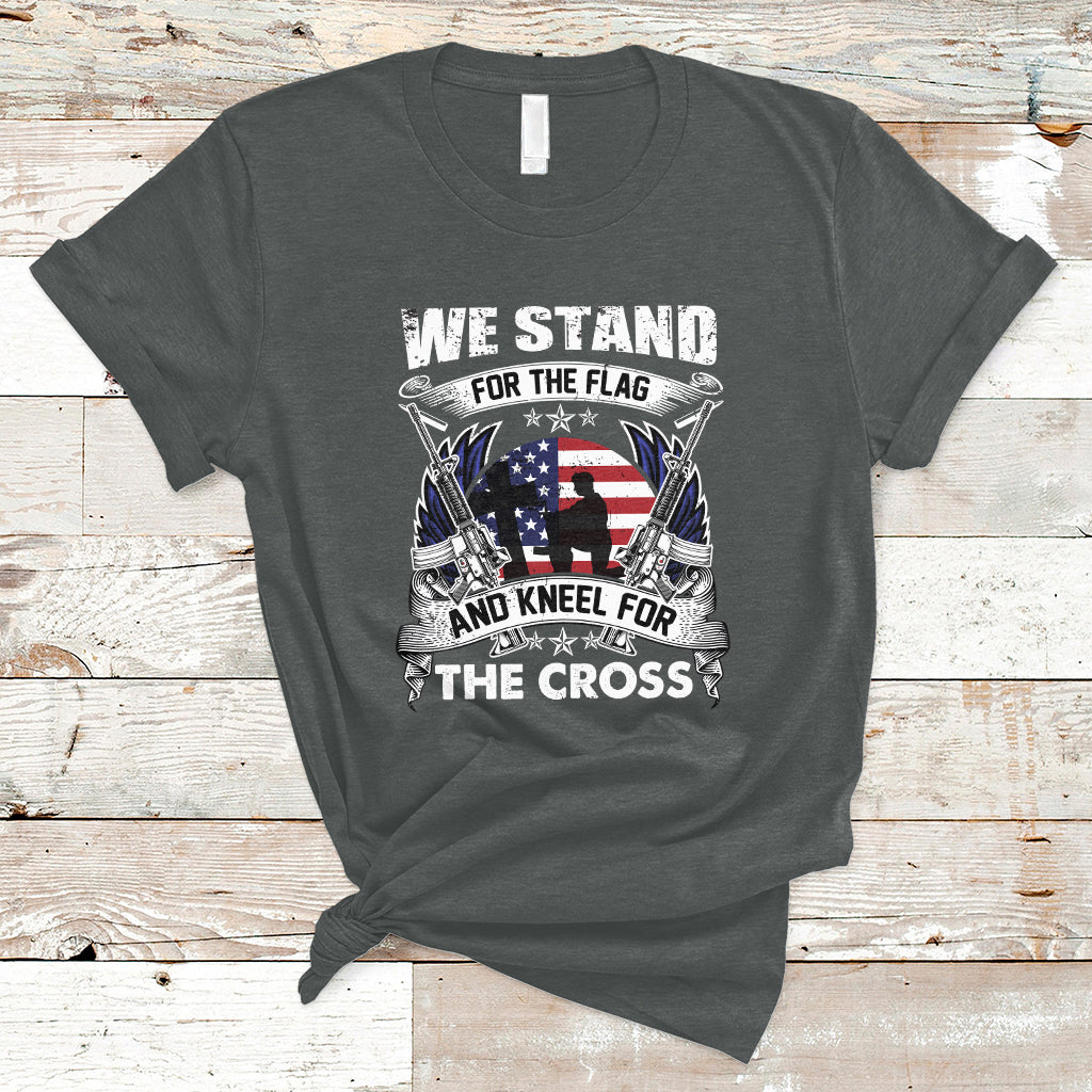 I Stand For The Flag And Kneel For The Cross Christian Faith T-Shirt - Wonder Print Shop