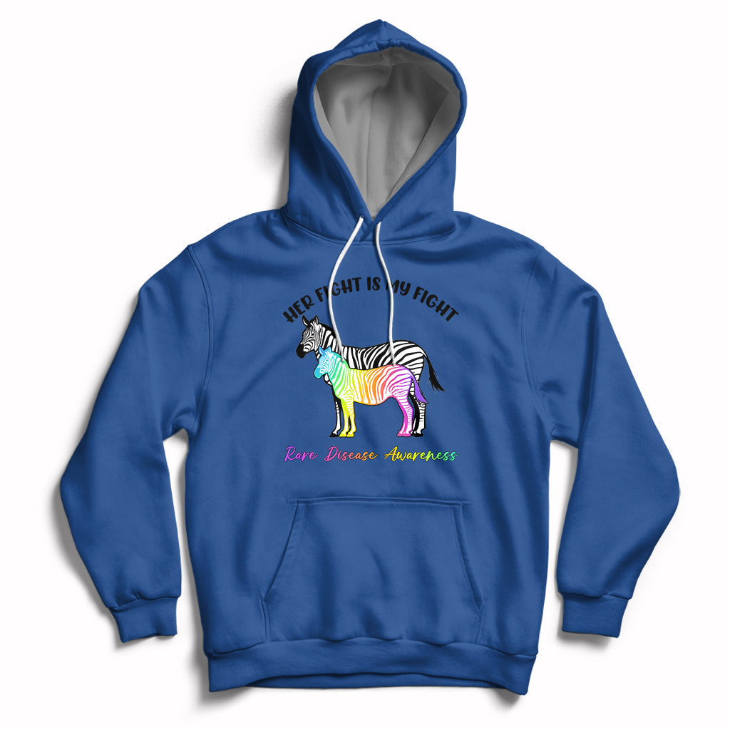 Her Fight Is My Fight Rare Disease Awareness Support Rare Warrior Rainbow Zebra Hoodie - Wonder Print Shop