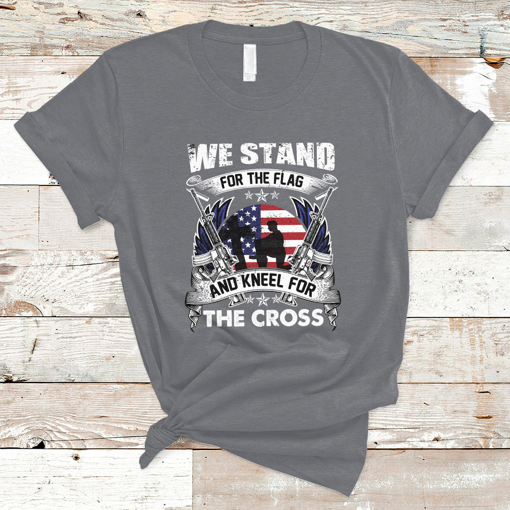 I Stand For The Flag And Kneel For The Cross Christian Faith T-Shirt - Wonder Print Shop
