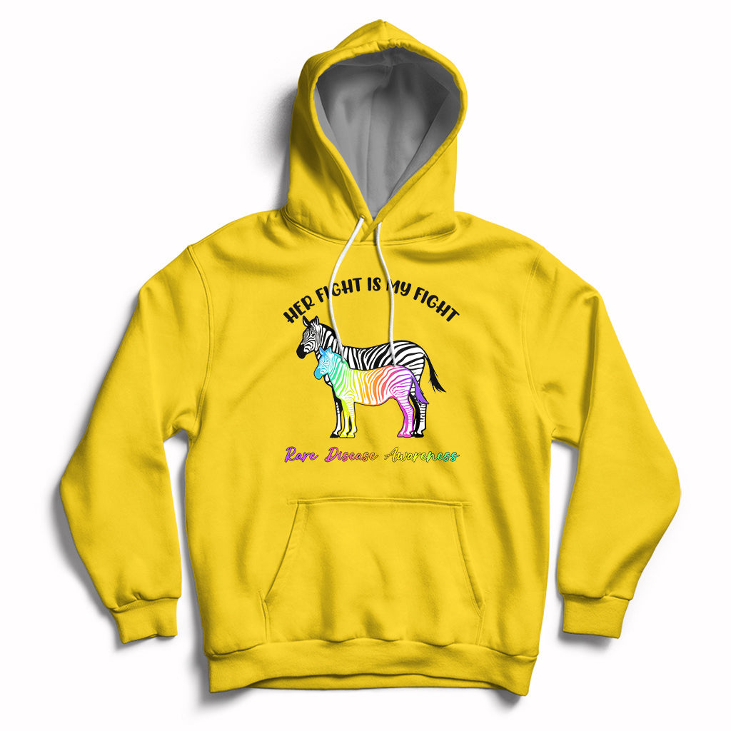 Her Fight Is My Fight Rare Disease Awareness Support Rare Warrior Rainbow Zebra Hoodie - Wonder Print Shop