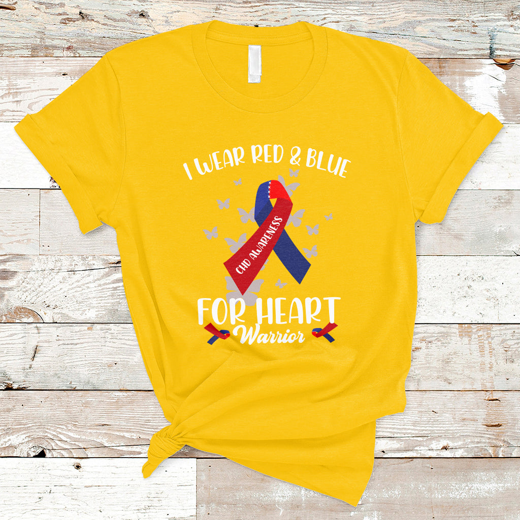 In February I Wear Red And Blue For Heart Warrior CHD Month T-Shirt - Wonder Print Shop