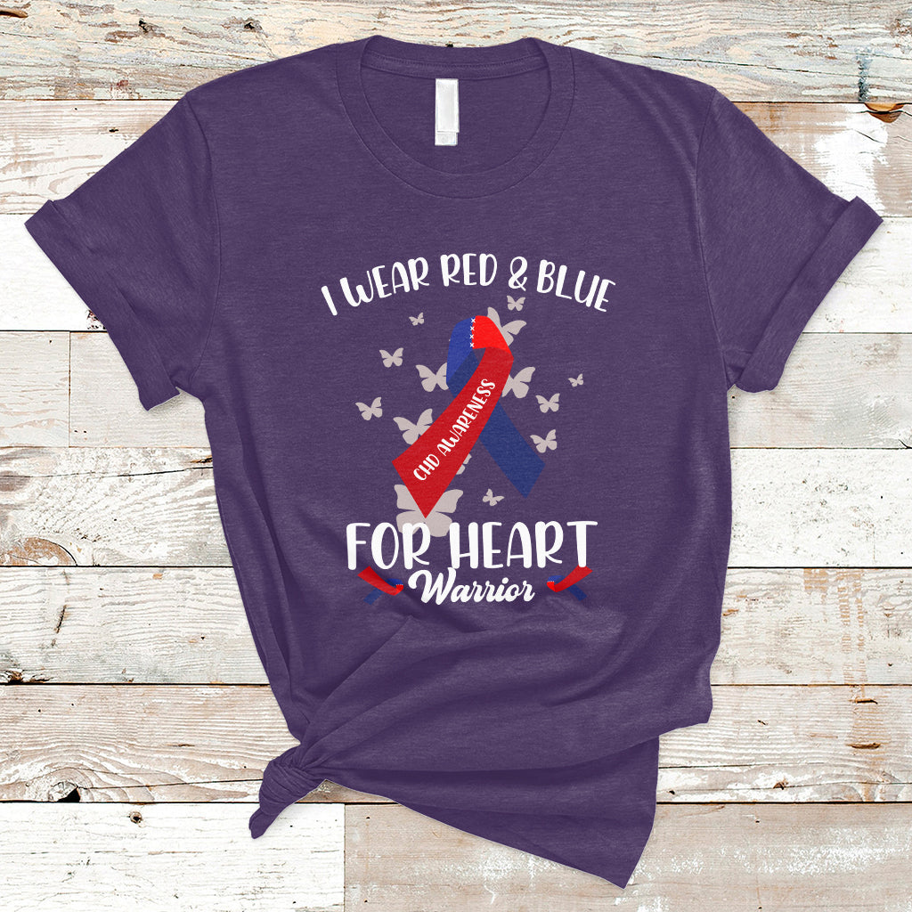 In February I Wear Red And Blue For Heart Warrior CHD Month T-Shirt - Wonder Print Shop