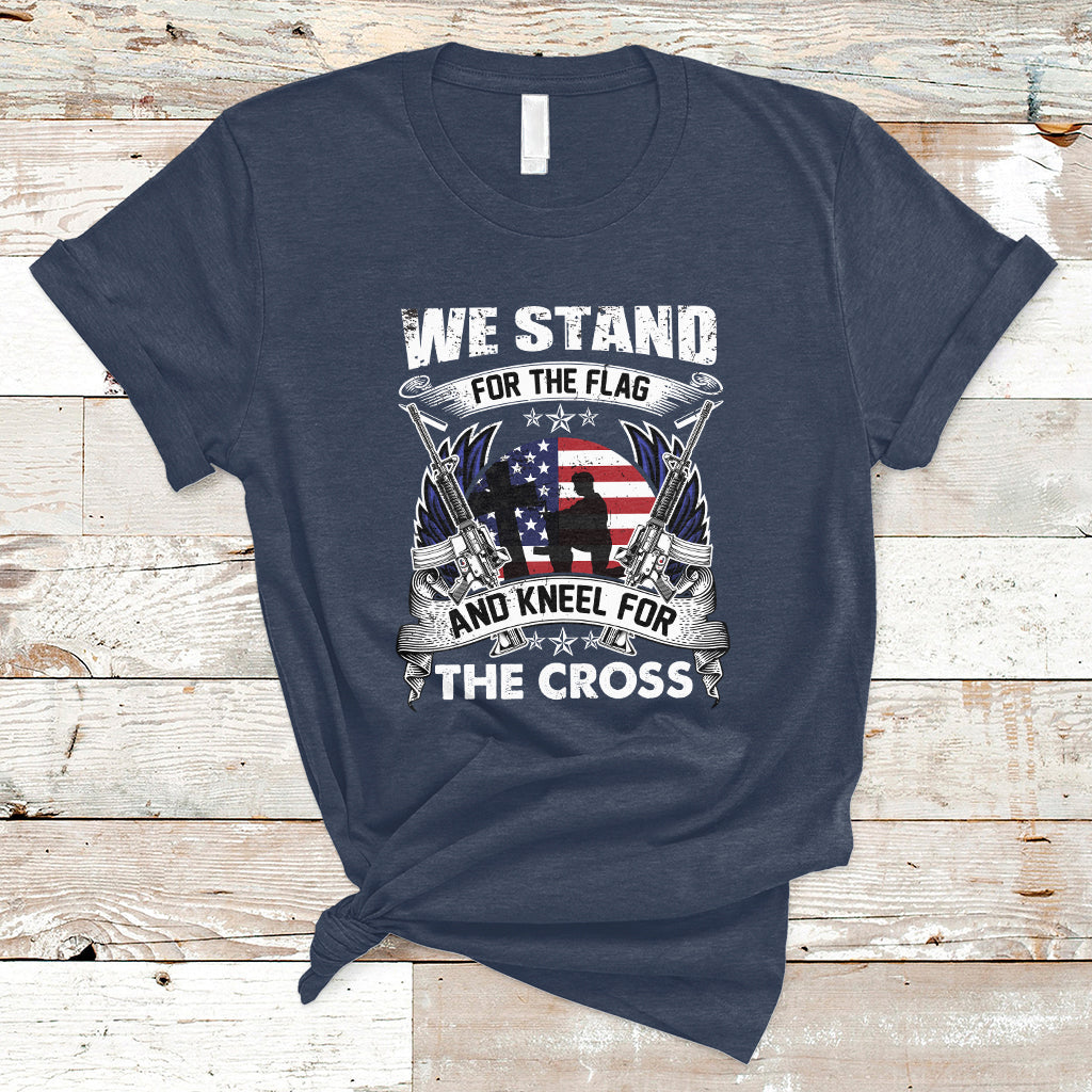 I Stand For The Flag And Kneel For The Cross Christian Faith T-Shirt - Wonder Print Shop