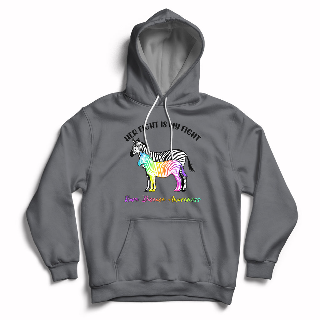 Her Fight Is My Fight Rare Disease Awareness Support Rare Warrior Rainbow Zebra Hoodie - Wonder Print Shop