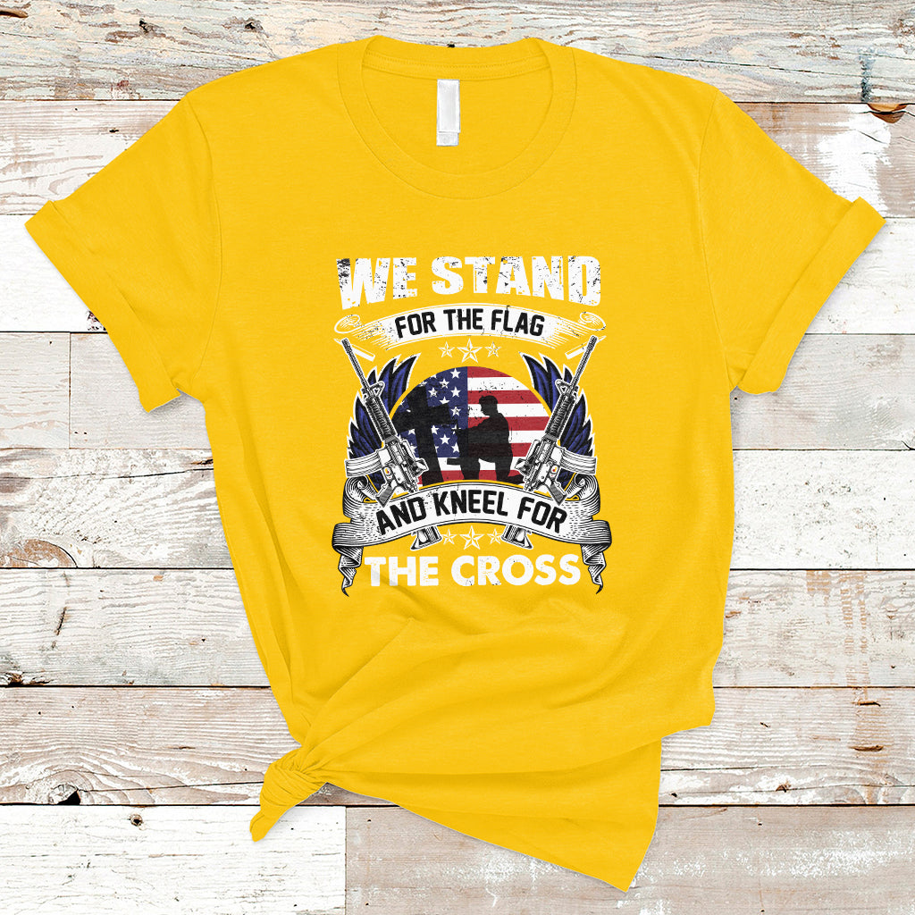 I Stand For The Flag And Kneel For The Cross Christian Faith T-Shirt - Wonder Print Shop
