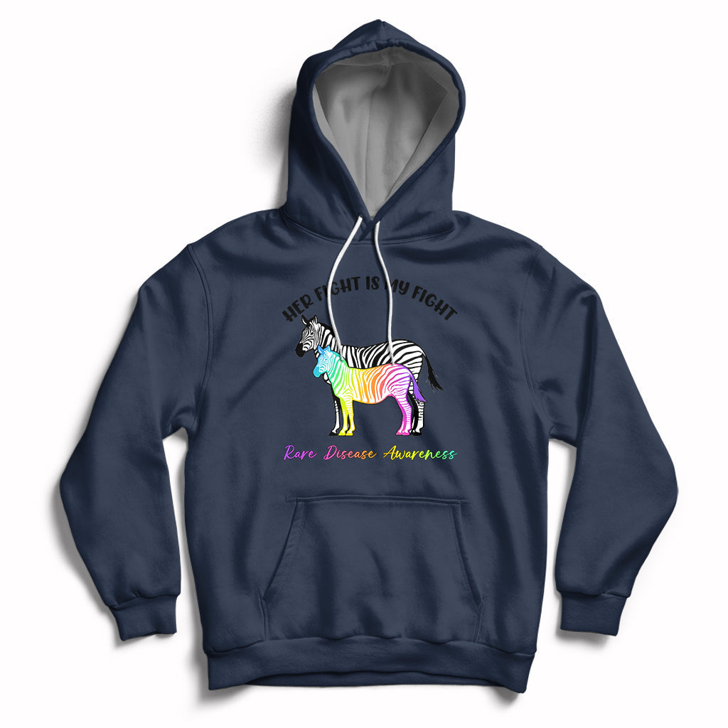 Her Fight Is My Fight Rare Disease Awareness Support Rare Warrior Rainbow Zebra Hoodie - Wonder Print Shop