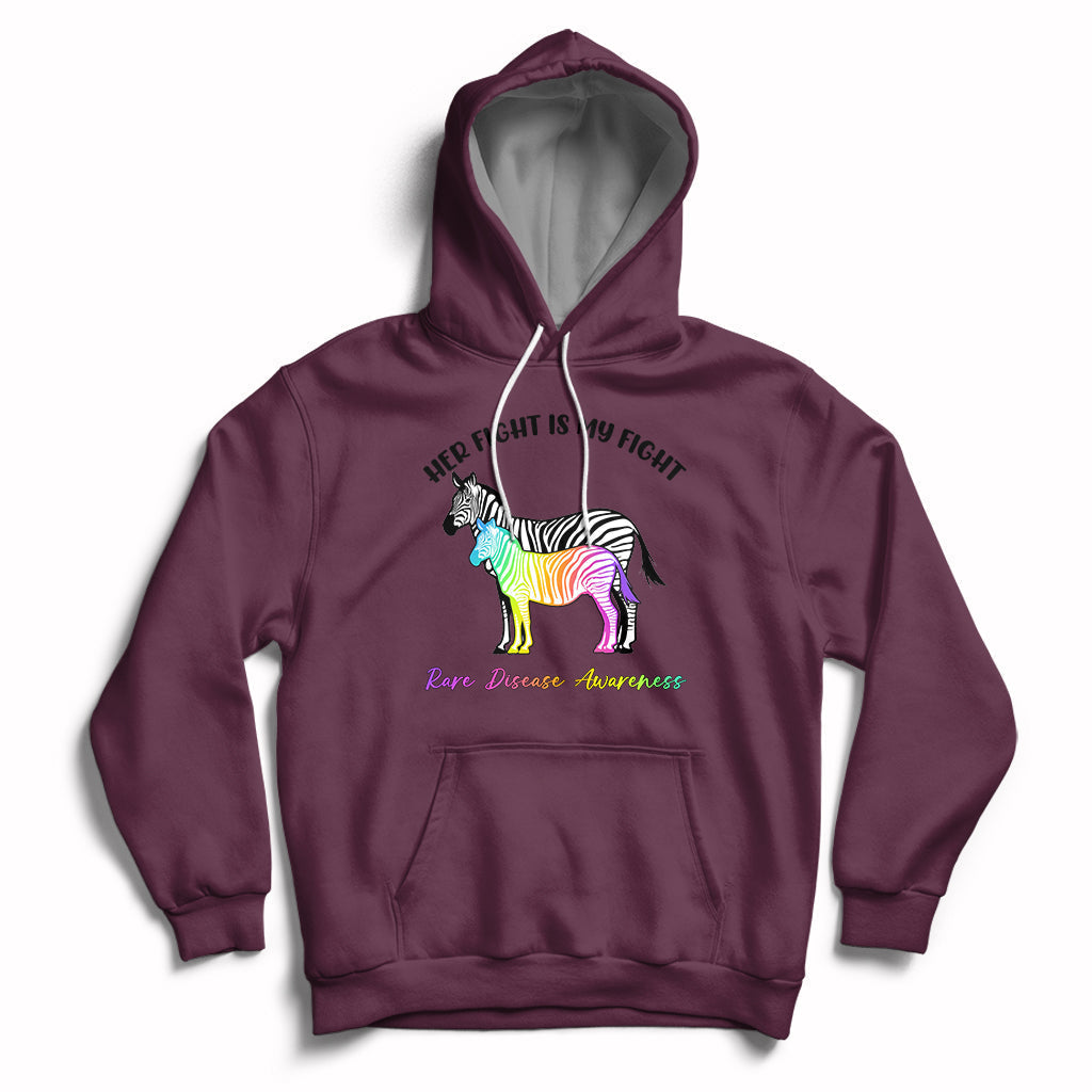 Her Fight Is My Fight Rare Disease Awareness Support Rare Warrior Rainbow Zebra Hoodie - Wonder Print Shop
