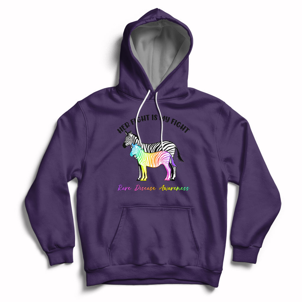 Her Fight Is My Fight Rare Disease Awareness Support Rare Warrior Rainbow Zebra Hoodie - Wonder Print Shop