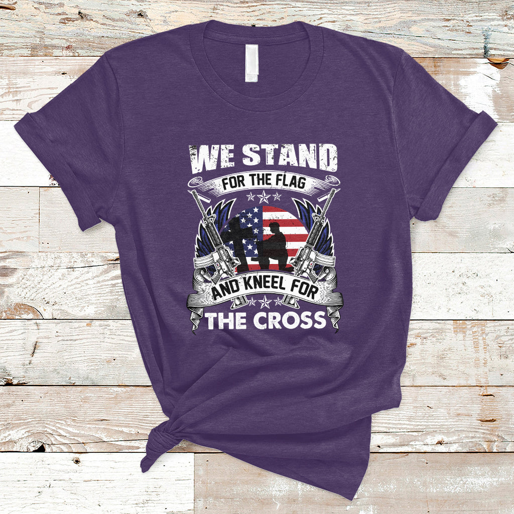 I Stand For The Flag And Kneel For The Cross Christian Faith T-Shirt - Wonder Print Shop