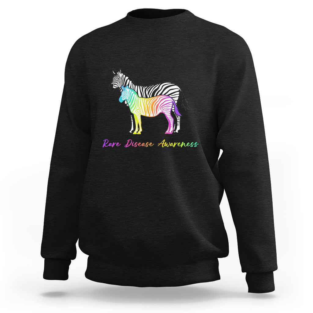 Her Fight Is My Fight Rare Disease Awareness Support Rare Warrior Rainbow Zebra Sweatshirt - Wonder Print Shop