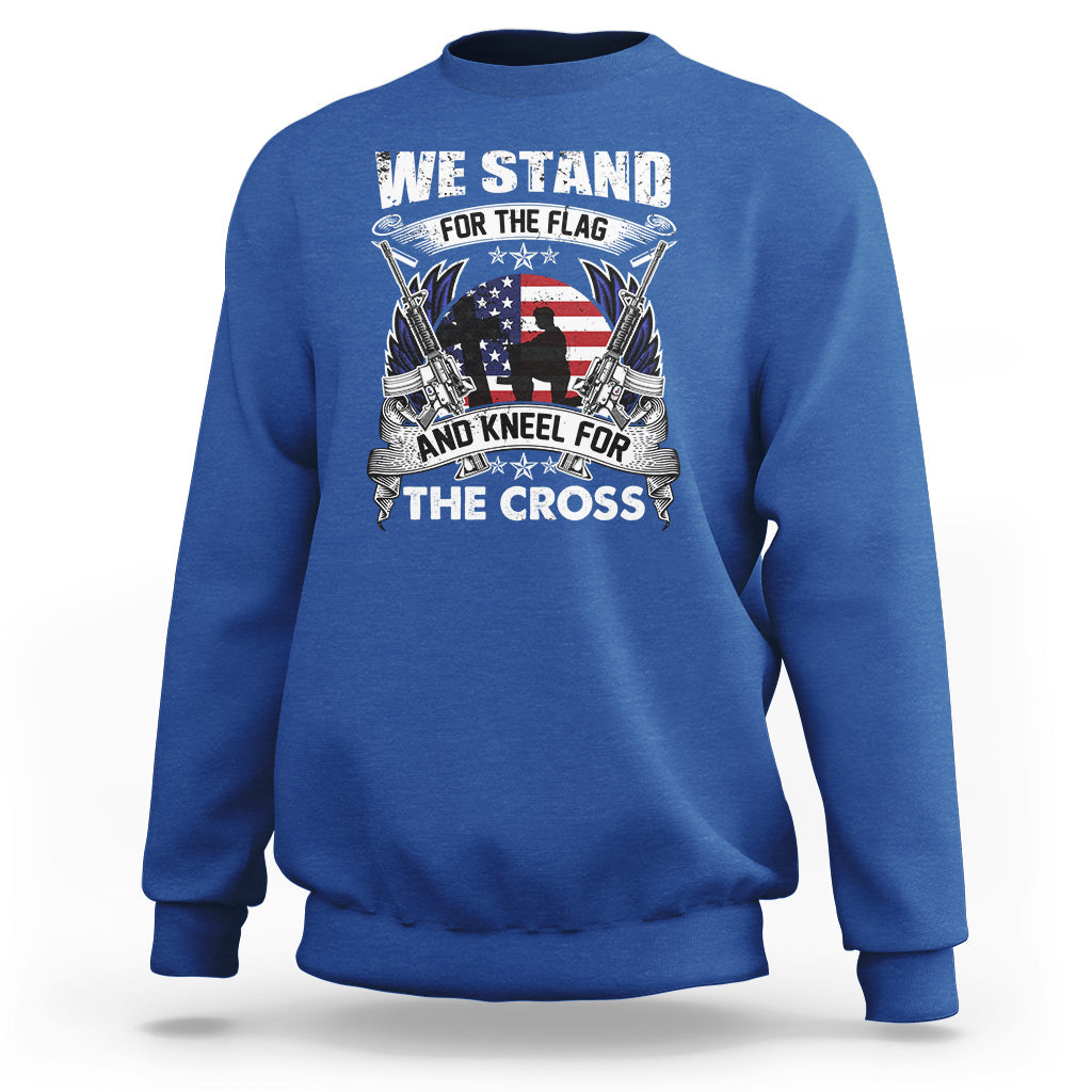 I Stand For The Flag And Kneel For The Cross Christian Faith Sweatshirt - Wonder Print Shop