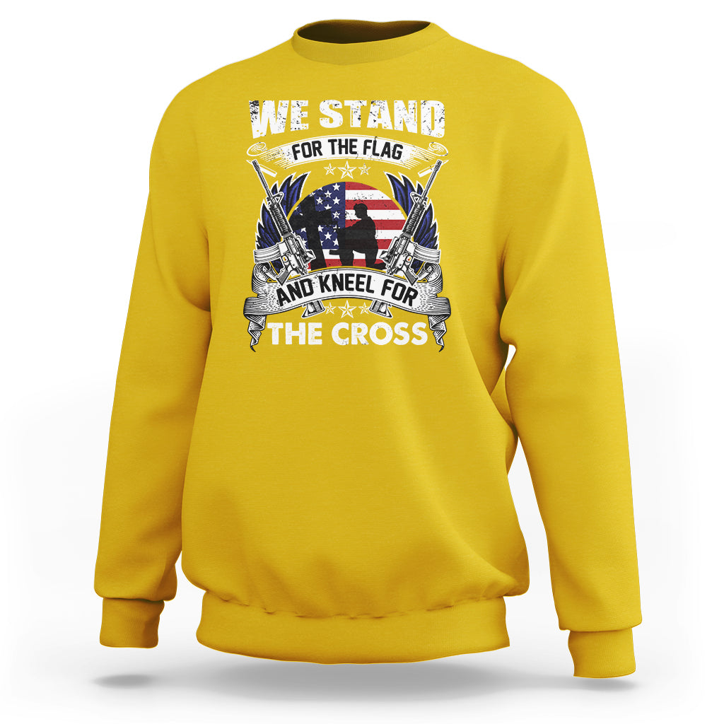 I Stand For The Flag And Kneel For The Cross Christian Faith Sweatshirt - Wonder Print Shop