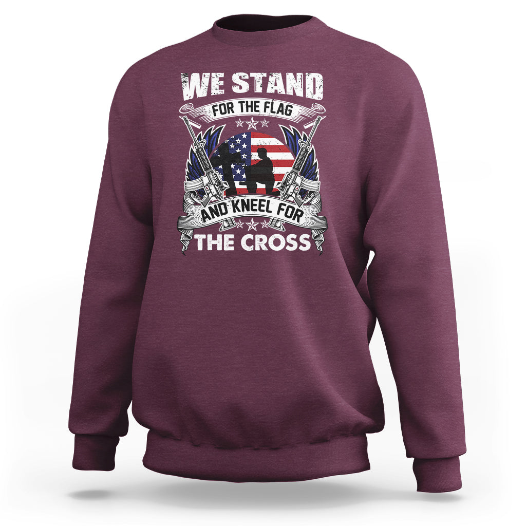 I Stand For The Flag And Kneel For The Cross Christian Faith Sweatshirt - Wonder Print Shop