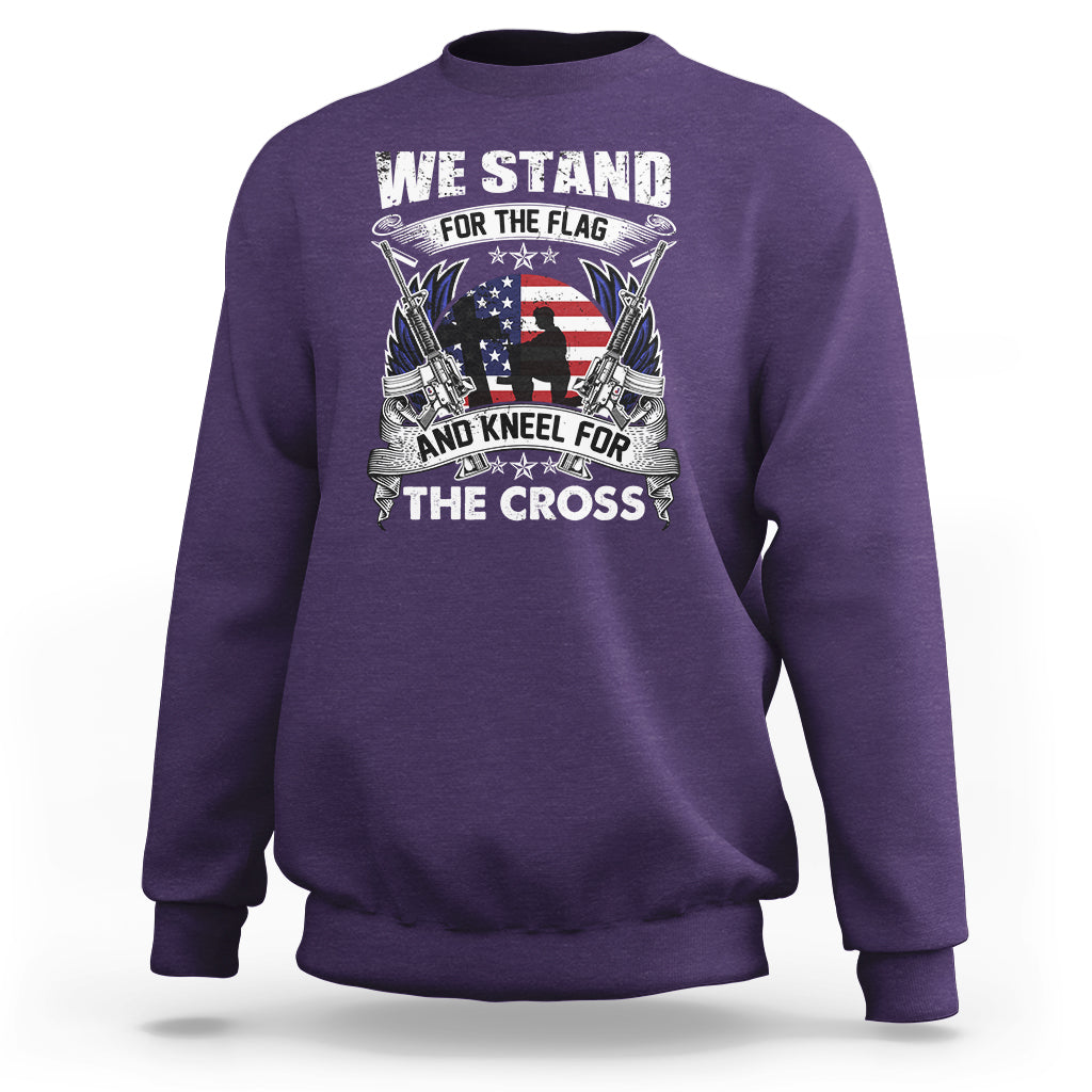 I Stand For The Flag And Kneel For The Cross Christian Faith Sweatshirt - Wonder Print Shop