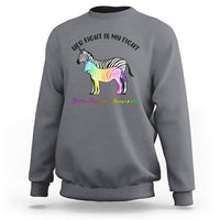 Her Fight Is My Fight Rare Disease Awareness Support Rare Warrior Rainbow Zebra Sweatshirt - Wonder Print Shop