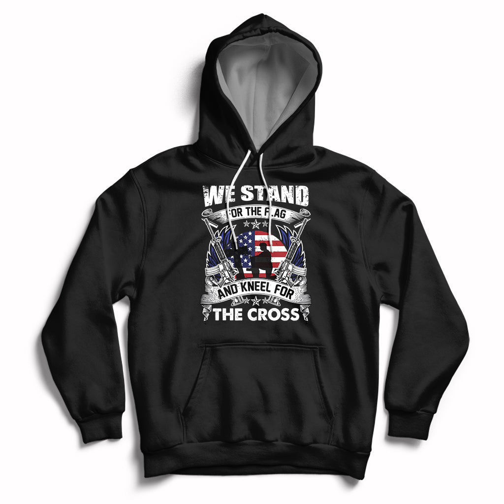 I Stand For The Flag And Kneel For The Cross Christian Faith Hoodie - Wonder Print Shop