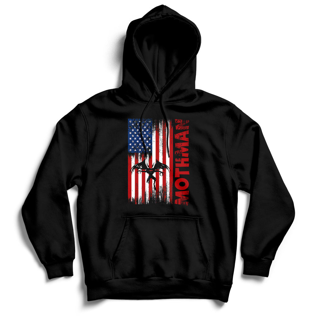 Mothman Cryptid Cryptozoology American Flag Hoodie - Wonder Print Shop