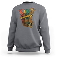 Charcoal gray crewneck sweatshirt with front king graphic print