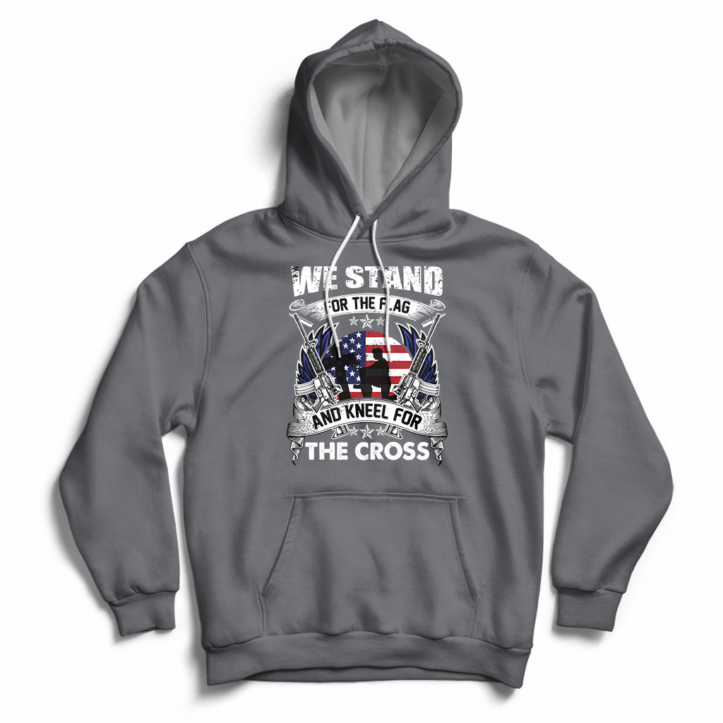 Charcoal Christian faith hoodie with large chest graphic and front kangaroo pocket