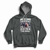 Dark gray Christian faith hoodie with large chest graphic and front kangaroo pocket
