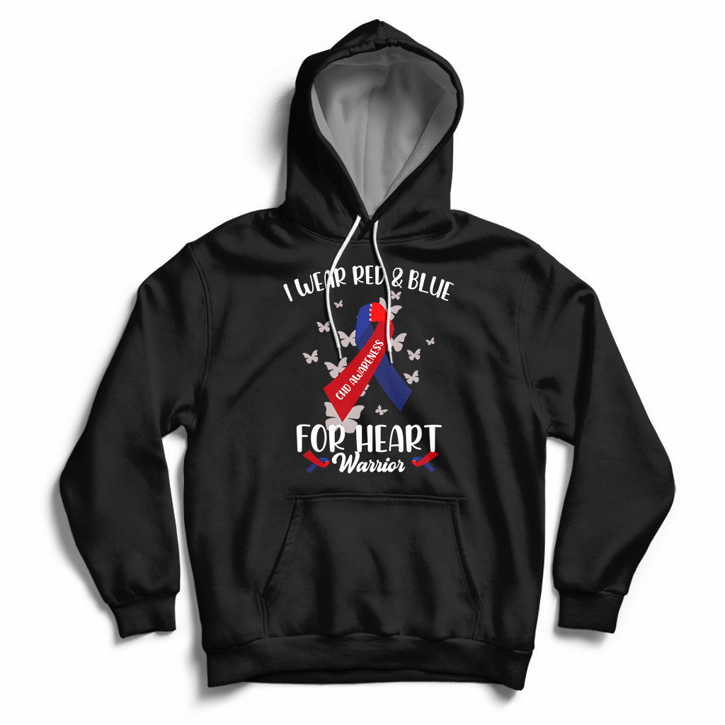 In February I Wear Red And Blue For Heart Warrior CHD Month Hoodie - Wonder Print Shop