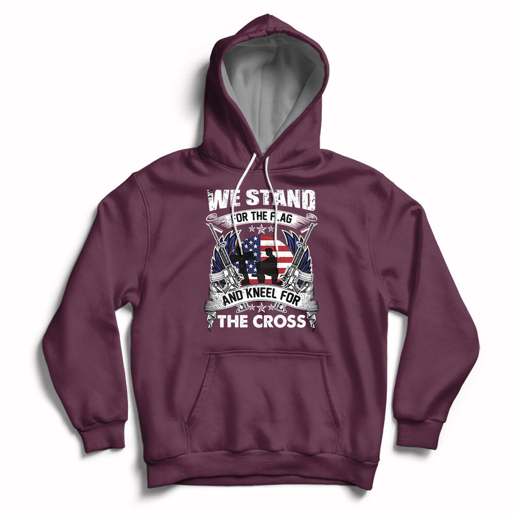 Maroon Christian faith hoodie with large chest graphic and front kangaroo pocket
