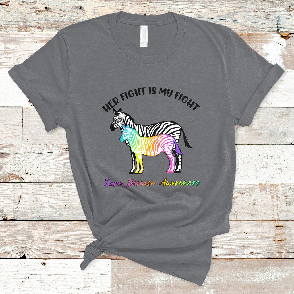 Her Fight Is My Fight Rare Disease Awareness Support Rare Warrior Rainbow Zebra T Shirt - Wonder Print Shop