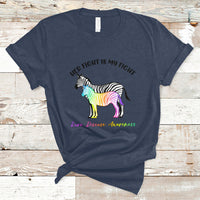 Her Fight Is My Fight Rare Disease Awareness Support Rare Warrior Rainbow Zebra T Shirt - Wonder Print Shop