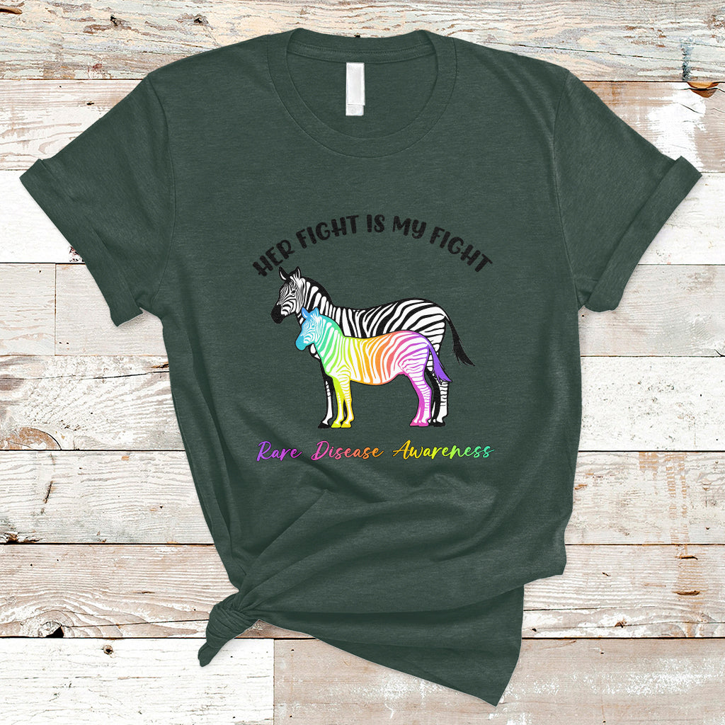 Her Fight Is My Fight Rare Disease Awareness Support Rare Warrior Rainbow Zebra T Shirt - Wonder Print Shop