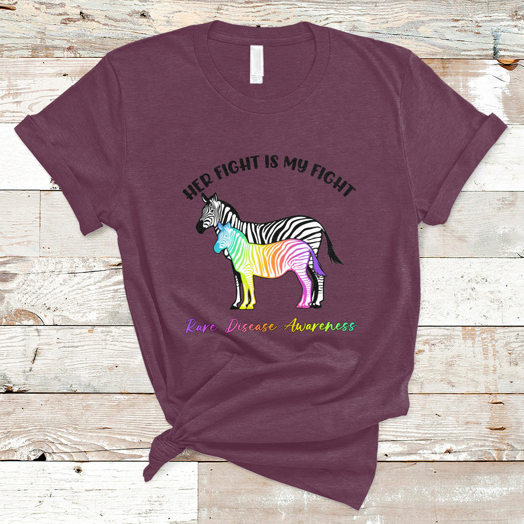 Her Fight Is My Fight Rare Disease Awareness Support Rare Warrior Rainbow Zebra T Shirt - Wonder Print Shop
