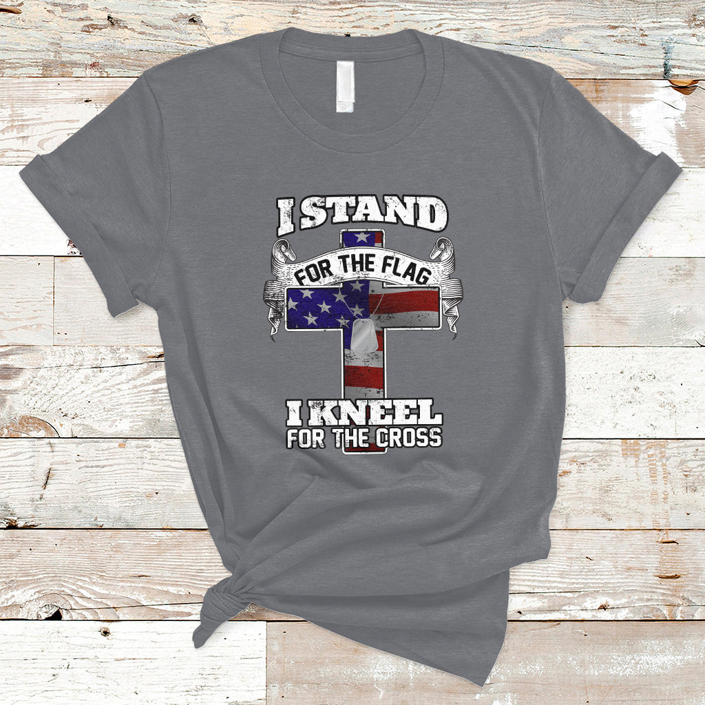 I Stand For The Flag I Kneel For The Cross God Christian T-Shirt - Wonder Print Shop