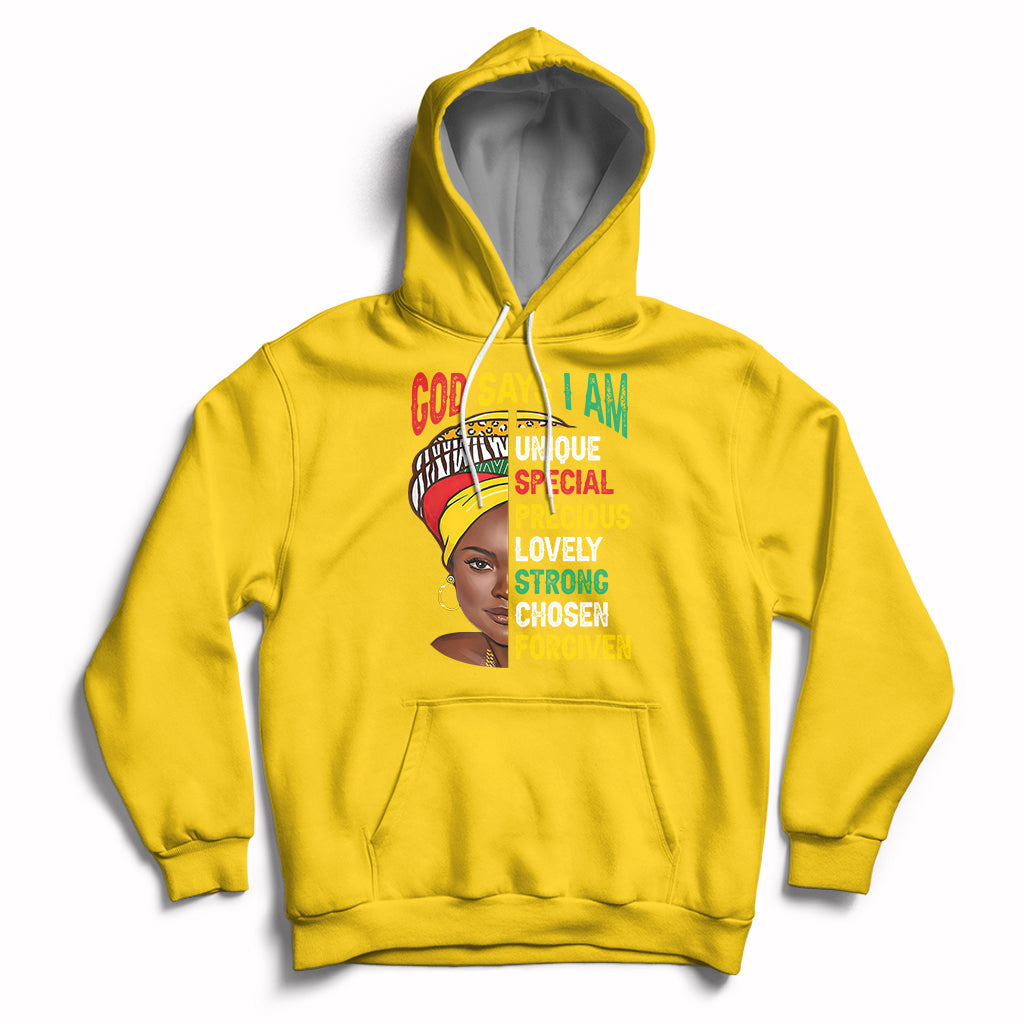 God Says I Am Bible Melanin Girl Black History Month Pride Hoodie - Wonder Print Shop