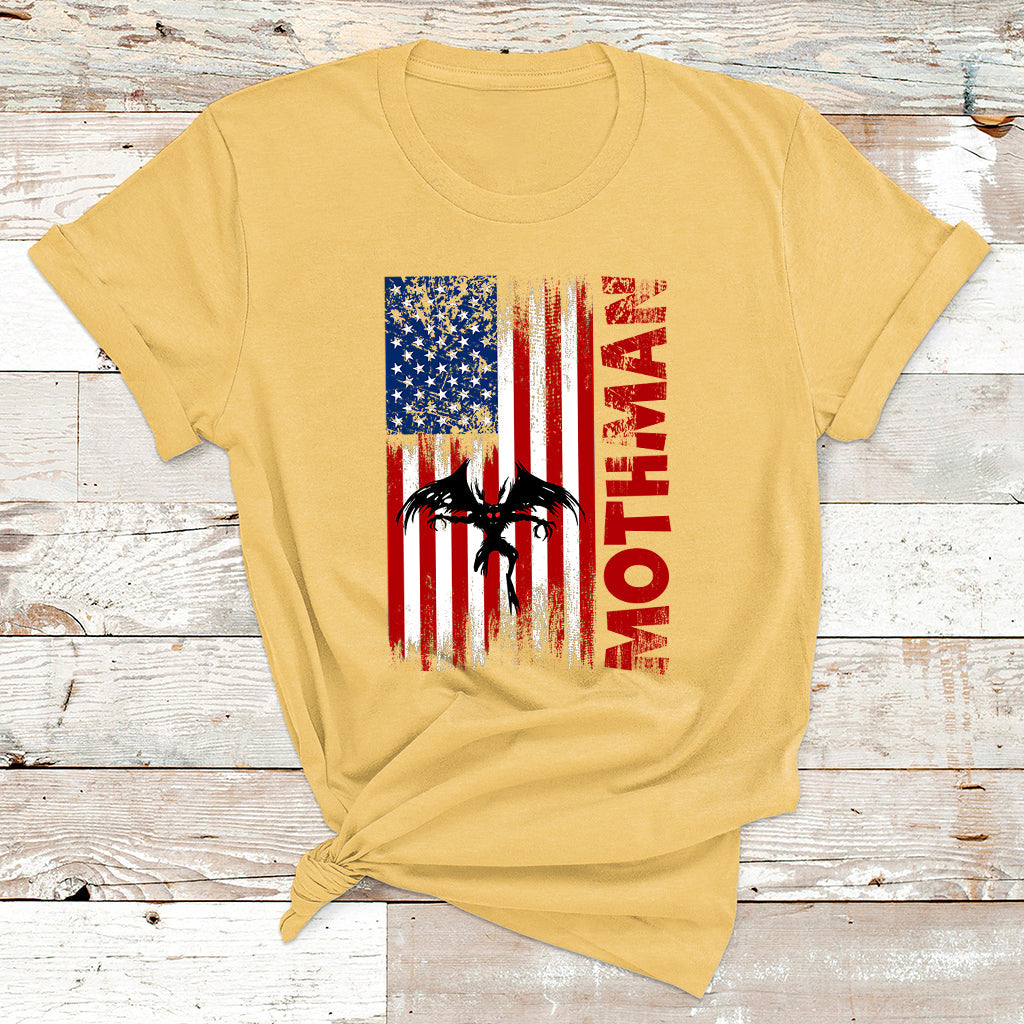 Mothman Cryptid Cryptozoology American Flag T Shirt - Wonder Print Shop